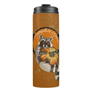 Kürbisgewürz! Auf einem Roll Pumpkin Raccoon Thermosbecher