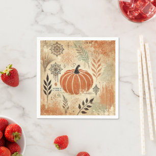 Kürbisgewürz bedrückte Herbstsaison Serviette