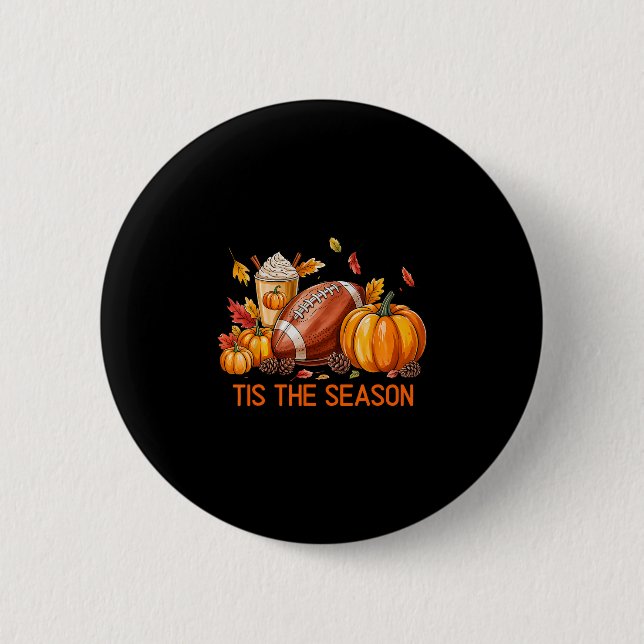 Kürbisgewürz Fuß Tis Die Saison Herbst Dankfest Button (Vorderseite)
