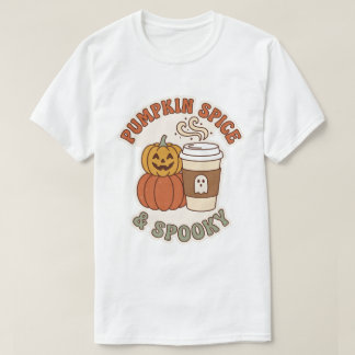 Kürbisgewürz & Gruselig Süßes Halloween-Kaffeedesi T-Shirt