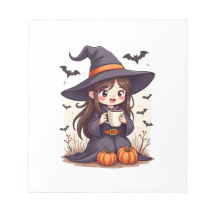 Kürbisgewürz Hexe � Süßes Halloween Kaffee Shirt Notizblock