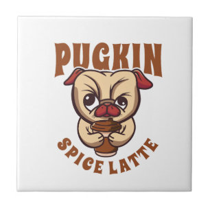 Kürbisgewürz-Latte-Kaffee-Kürbisgewürz-Mops-Besitz Fliese