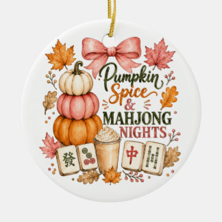 Kürbisgewürz Mahjong Nächte Keramik Ornament