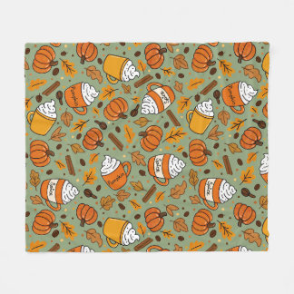 Kürbisgewürz-Muster | Cozy Fall Kaffee-Liebhaber-D Fleecedecke
