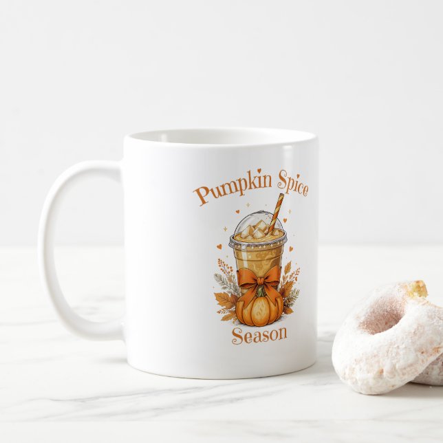 Kürbisgewürz-Saison Herbst Coquette-Schleife Kaffeetasse (Mit Donut)
