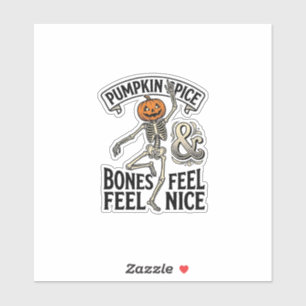 Kürbisgewürz-Skelett Vintage-Halloween-Tanz-Shi Aufkleber