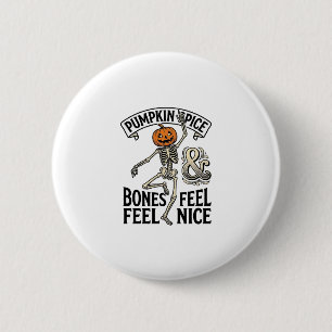 Kürbisgewürz-Skelett Vintage-Halloween-Tanz-Shi Button