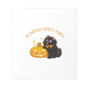 Kürbisgewürz Stimmung, Halloween, schwarze Katze, Notizblock