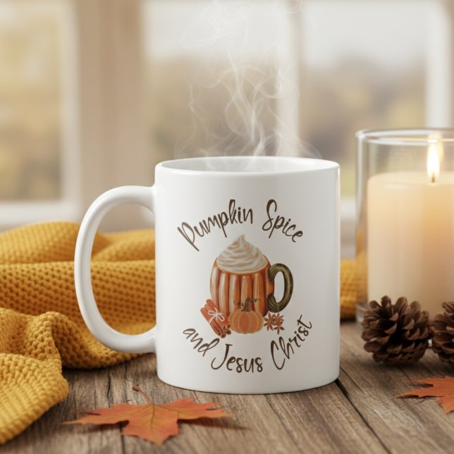 Kürbisgewürz und Jesus Christus Christlicher Herbs Kaffeetasse (Pumpkin Spice and Jesus Christ Christian Autumn Coffee Mug)