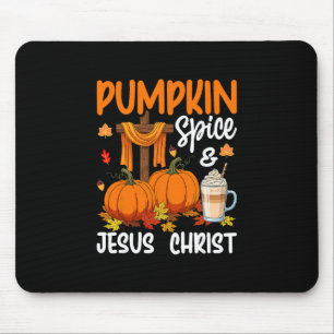 Kürbisgewürz und Jesus Christus Christlicher Herbs Mousepad