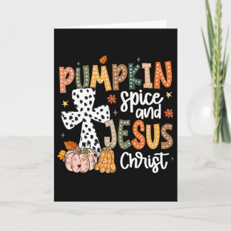 Kürbisgewürz und Jesus Christus Fall Glaube Ernted Karte
