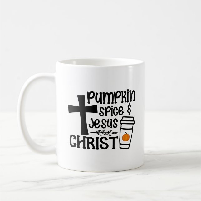 Kürbisgewürz und Jesus Christus Kaffeetasse (Links)