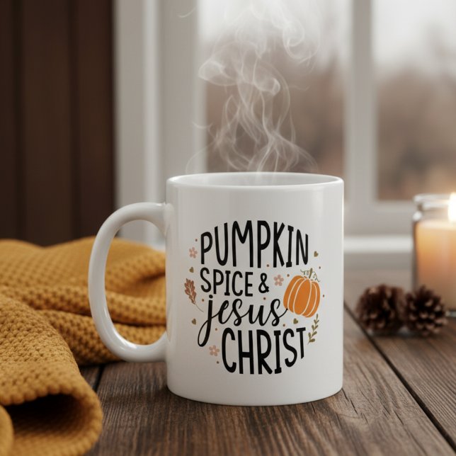 Kürbisgewürz und Jesus Christus Kaffeetasse (Pumpkin Spice and Jesus Christ Autumn Inspired Christian Themed Coffee Mug)