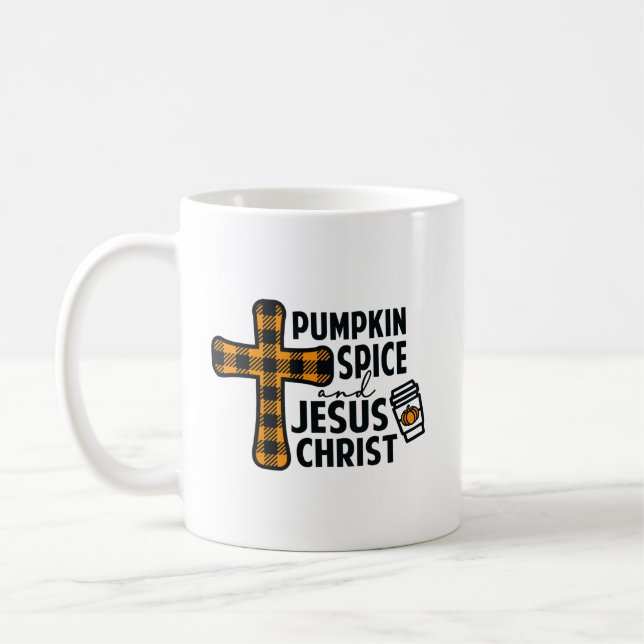 Kürbisgewürz und Jesus Christus Kaffeetasse (Links)