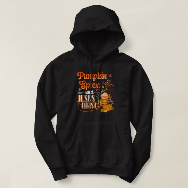 Kürbisgewürz und Jesus Christus Niedlicher Fall Ka Hoodie (Design vorne)