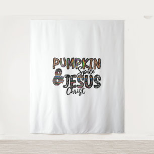 Kürbisgewürz und Jesus Christus Wandteppich