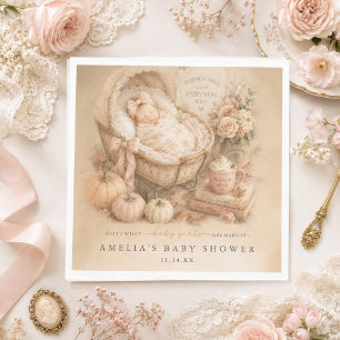 Kürbisgewürz Vintage Herbst Baby Mädchen Shower Serviette