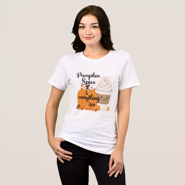 Kürbisgewürze Niedliche Halloween-Frauentrippe Tri-Blend Shirt (Vorderseite voll)