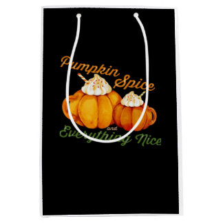 Kürbisgewürze und alles Gute Herbstdesign Mittlere Geschenktüte