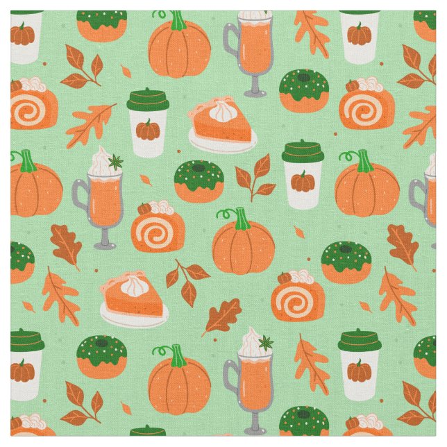 Kürbisgewürzkaffee, grün stoff (Nahaufnahme)