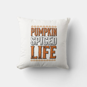 Kürbisgewürztes Leben Vintage-Halloween-Typografie Kissen