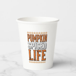 Kürbisgewürztes Leben Vintage-Halloween-Typografie Pappbecher