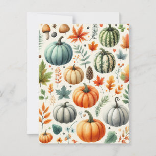 KürbisHalloween, botanische Vegetation & Fall Postkarte