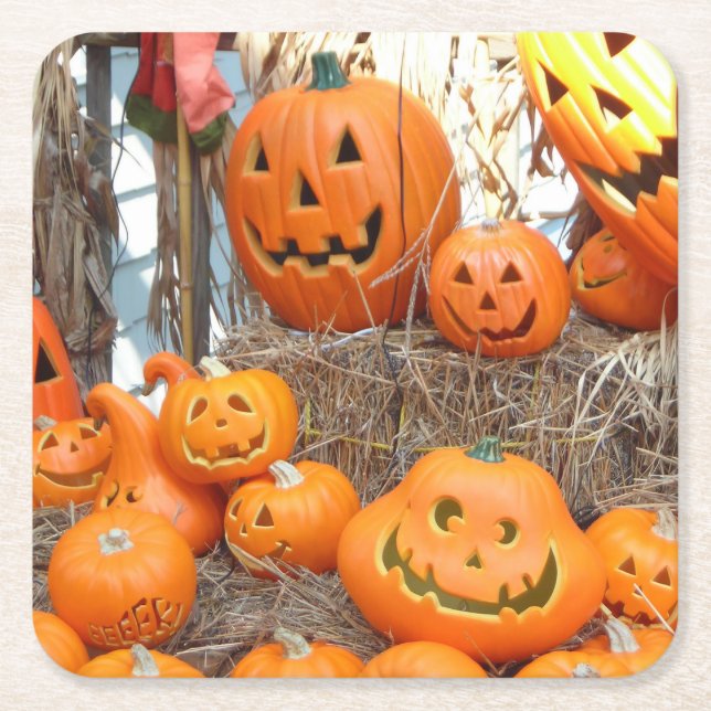 Kürbishalloween Kürbislaterne-Orangenkürbis Rechteckiger Pappuntersetzer (Vorderseite)