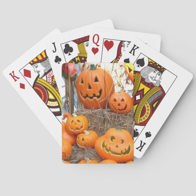 Kürbishalloween Kürbislaterne-Orangenkürbis Spielkarten (Rückseite)