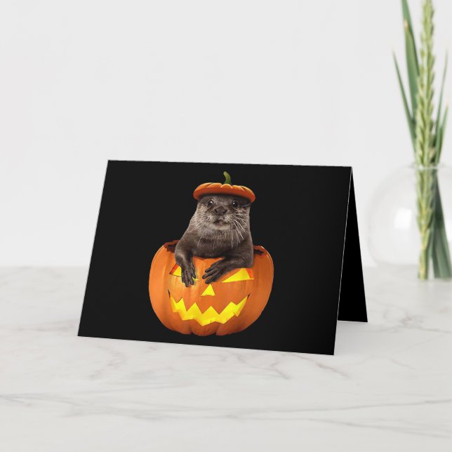 Kürbishalloween| lustiges Geschenk für den Otter Karte (Vorderseite)