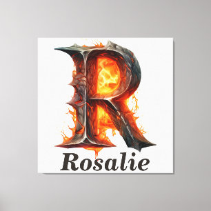 KürbisHalloween Name Letter R Floral Monogram Leinwanddruck