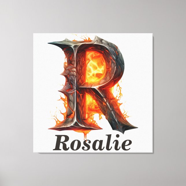 KürbisHalloween Name Letter R Floral Monogram Leinwanddruck (Vorderseite)