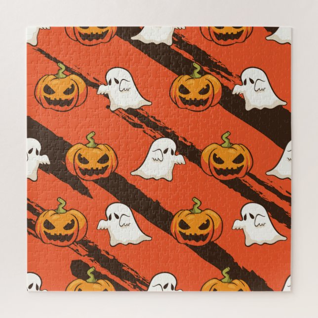 KürbisHalloween-Thema, nahtloses Muster. Puzzle (Vertikal)