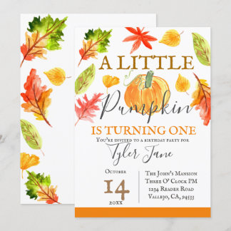 Kürbisherbst Kind Geburtstagsfeier Einladung