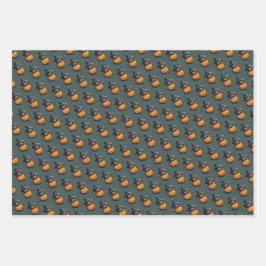 Kürbishexe im Katzenkostüm - Geschenkpapier Set