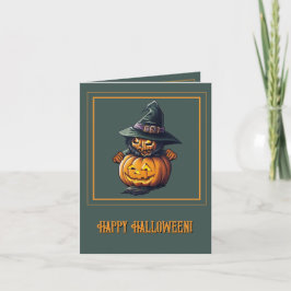 Kürbishexe im Katzenkostüm - Karte