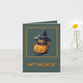 Kürbishexe im Katzenkostüm - Karte