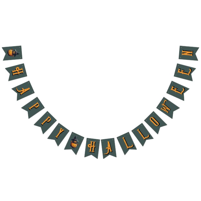 Kürbishexe im Katzenkostüm -  Wimpelkette (Alle)