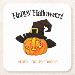 Kürbishexen Halloween-Party Trinkküsten Rechteckiger Pappuntersetzer