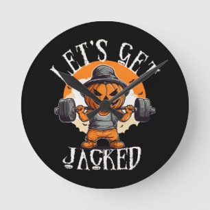 Kürbisjack-o-Lantern Lustig Herren T-Shirt Runde Wanduhr