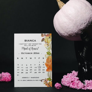 Kürbiskalender Blätter Vorschlag für eine Brautjun Einladung