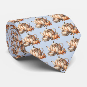Kürbiskanne mit Herbstblumenillustration Krawatte