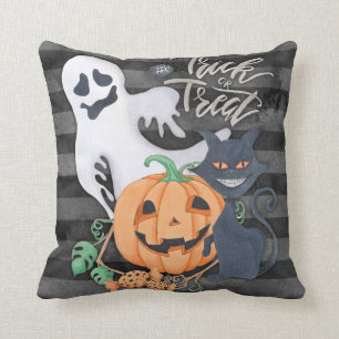 Kürbiskatze mit Gespenst oder Schnitzel Kissen