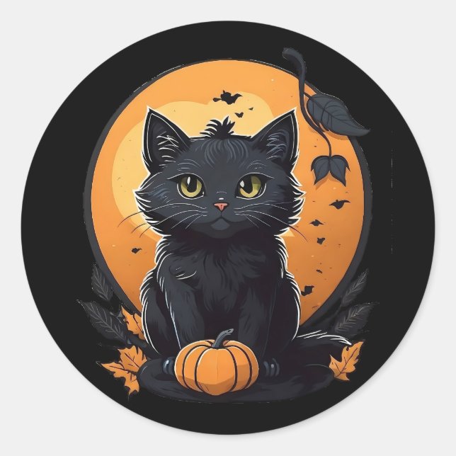 Kürbiskatze Runder Aufkleber (Vorderseite)