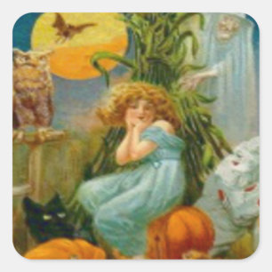 Kürbiskatzenjacke Quadratischer Aufkleber