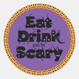 Kürbiskeule 'eat, drink and be beängstigend' Stick Runder Aufkleber