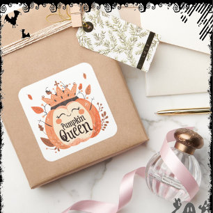 Kürbiskönigin ExDesigner Halloween Quadratischer Aufkleber