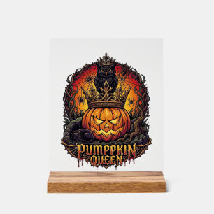 Kürbiskönigin Halloween Eule Spinne Schwarze Katze Acrylschild