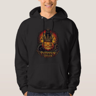 Kürbiskönigin Halloween Eule Spinne Schwarze Katze Hoodie