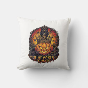 Kürbiskönigin Halloween Eule Spinne Schwarze Katze Kissen